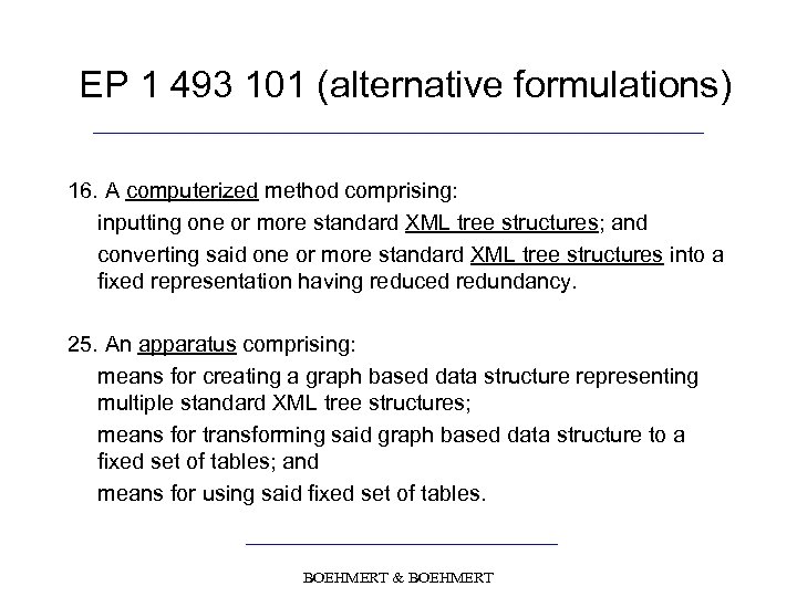 EP 1 493 101 (alternative formulations) 16. A computerized method comprising: inputting one or
