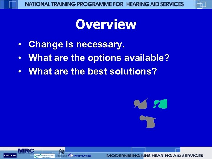 Overview • Change is necessary. • What are the options available? • What are