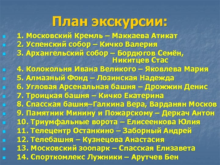 План экскурсии по перми