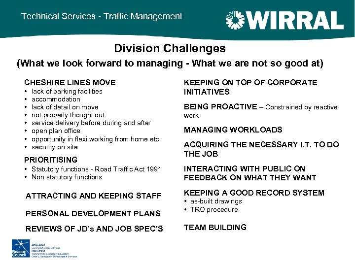 Technical Services - Traffic Management Division Challenges (What we look forward to managing -