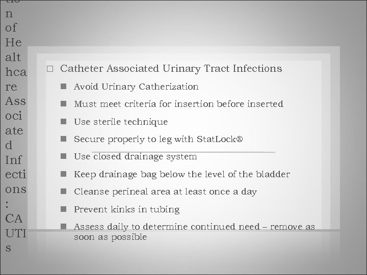 tio n of He alt hca re Ass oci ate d Inf ecti ons