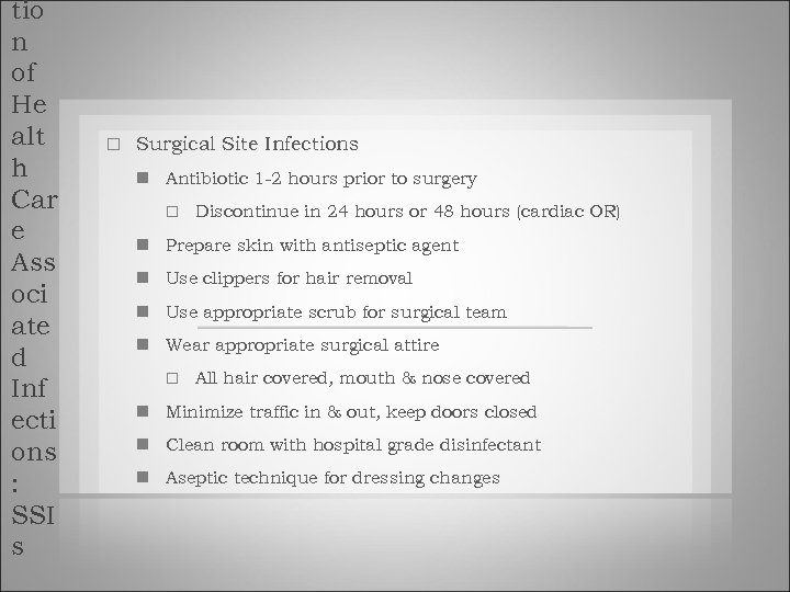 tio n of He alt h Car e Ass oci ate d Inf ecti