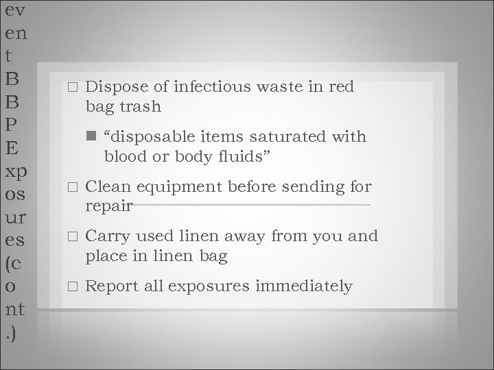 ev en t B B P E xp os ur es (c o nt.