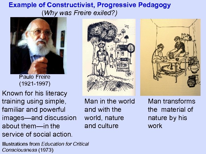 Example of Constructivist, Progressive Pedagogy (Why was Freire exiled? ) Paulo Freire (1921 -1997)