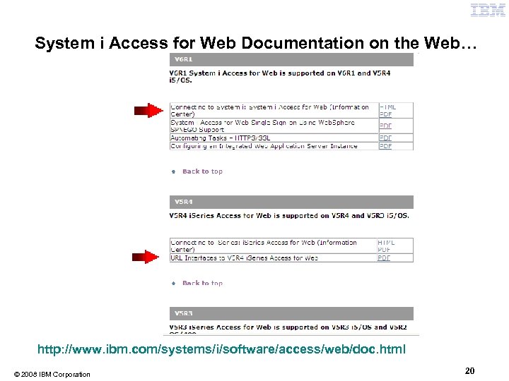 System i Access for Web Documentation on the Web… http: //www. ibm. com/systems/i/software/access/web/doc. html