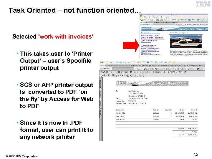 Task Oriented – not function oriented… Selected 'work with invoices' • This takes user