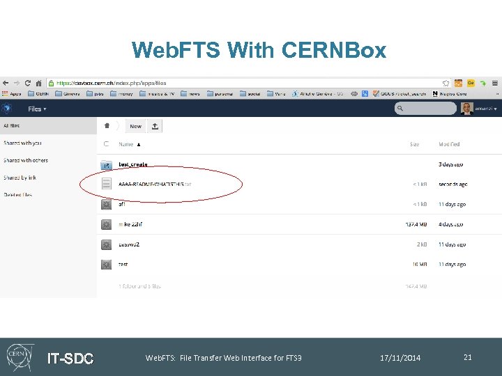 Web. FTS With CERNBox IT-SDC Web. FTS: File Transfer Web Interface for FTS 3