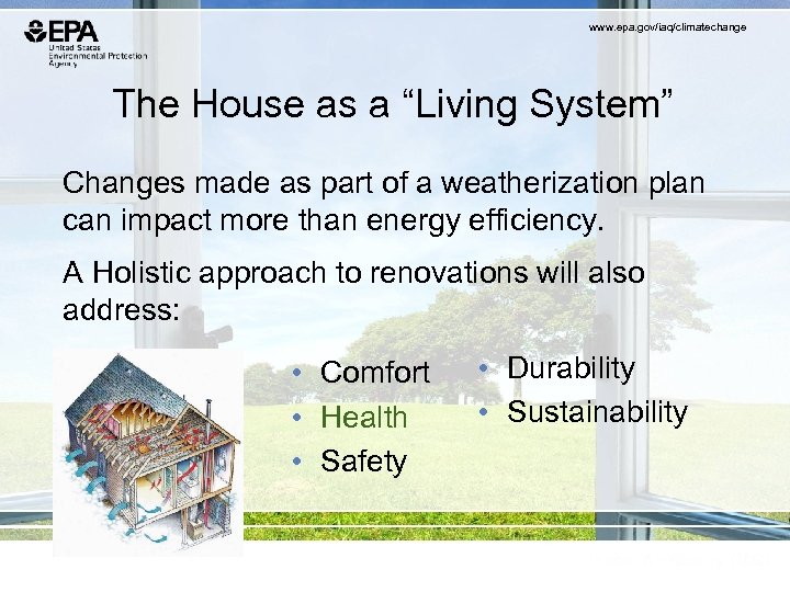 www. epa. gov/iaq/climatechange The House as a “Living System” Changes made as part of