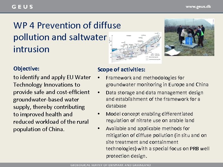 WP 4 Prevention of diffuse pollution and saltwater intrusion Objective: to identify and apply
