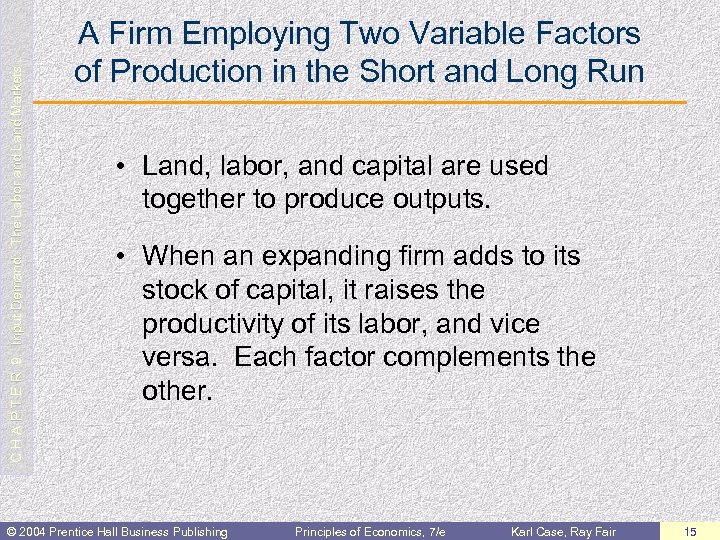 C H A P T E R 9: Input Demand: The Labor and Land