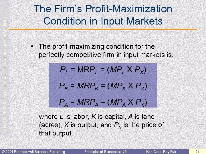 C H A P T E R 9: Input Demand: The Labor and Land