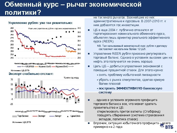 Обменный курс – рычаг экономической Для управления российской экономикой существует политики? n не так