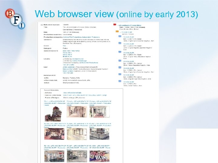 Web browser view (online by early 2013) 
