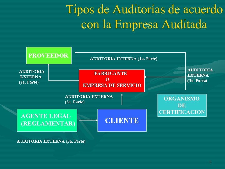 Tipos de Auditorías de acuerdo con la Empresa Auditada PROVEEDOR AUDITORIA EXTERNA (2 a.