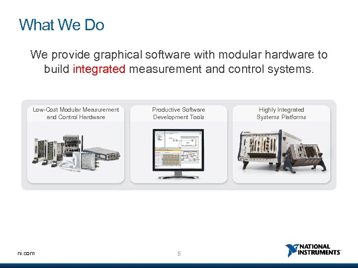 What We Do We provide graphical software with modular hardware to build integrated measurement