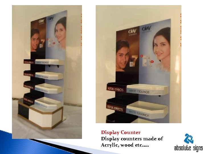 Display Counter Display counters made of Acrylic, wood etc…. . 