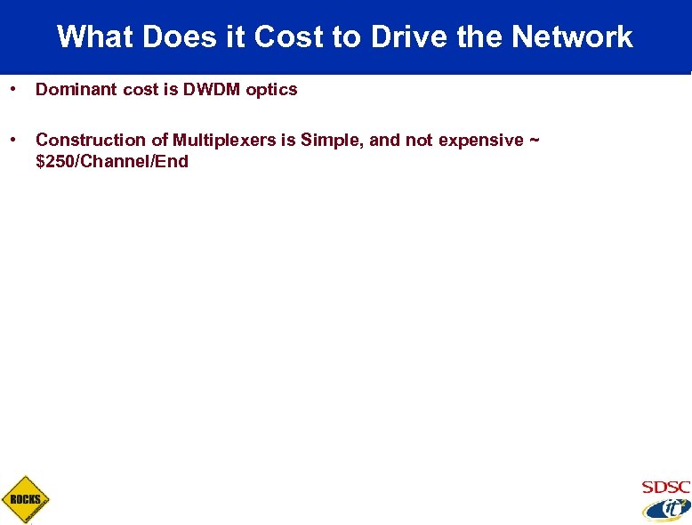 What Does it Cost to Drive the Network • Dominant cost is DWDM optics