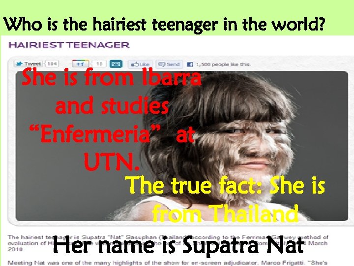 Who is the hairiest teenager in the world? She is from Ibarra and studies
