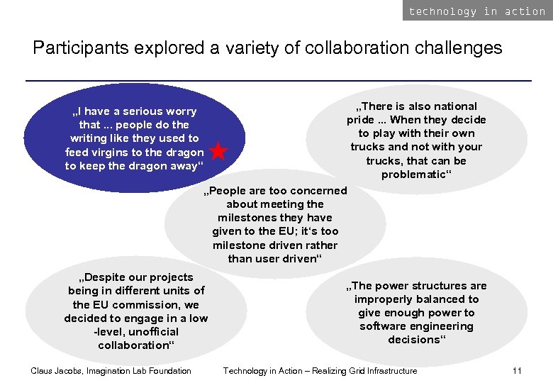 technology in action Participants explored a variety of collaboration challenges „There is also national