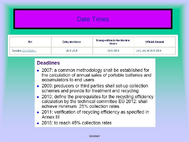 Date Times 22/12/2007 