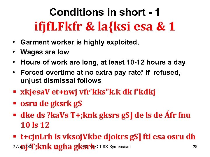 Conditions in short - 1 ifjf. LFkfr & la{ksi esa & 1 • •