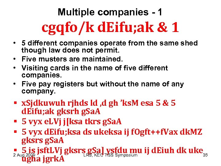 Multiple companies - 1 cgqfo/k d. Eifu; ak & 1 • 5 different companies