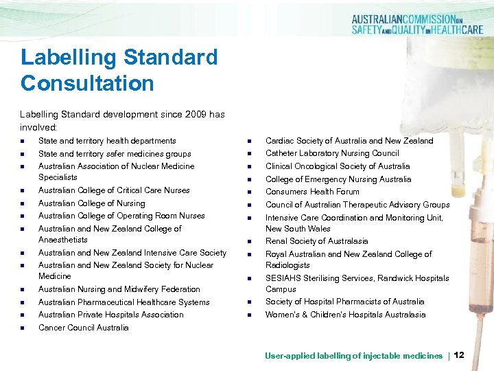 Labelling Standard Consultation Labelling Standard development since 2009 has involved: n State and territory