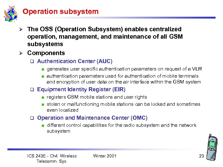 Operation subsystem The OSS (Operation Subsystem) enables centralized operation, management, and maintenance of all