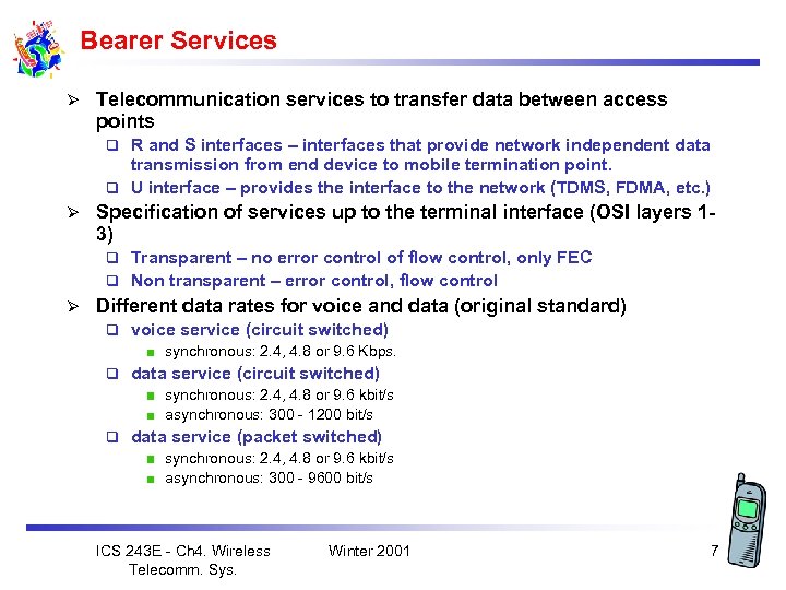 Bearer Services Ø Telecommunication services to transfer data between access points R and S