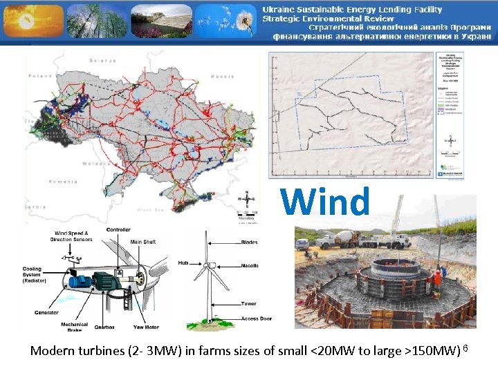 Wind Modern turbines (2 - 3 MW) in farms sizes of small <20 MW