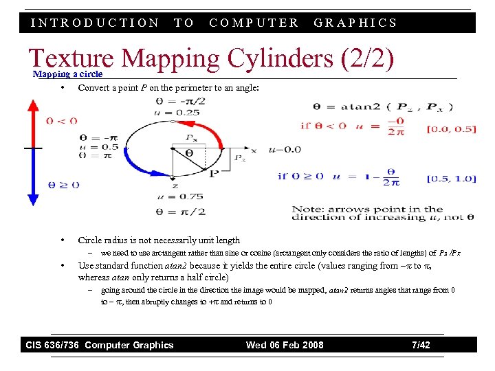 INTRODUCTION TO COMPUTER GRAPHICS Texture Mapping Cylinders (2/2) Mapping a circle • Convert a