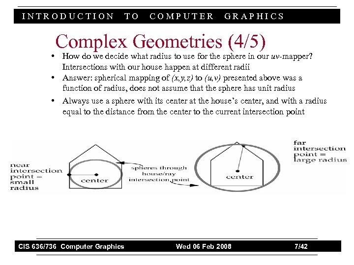 INTRODUCTION TO COMPUTER GRAPHICS Complex Geometries (4/5) • How do we decide what radius