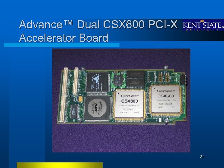 Advance™ Dual CSX 600 PCI-X Accelerator Board 31 