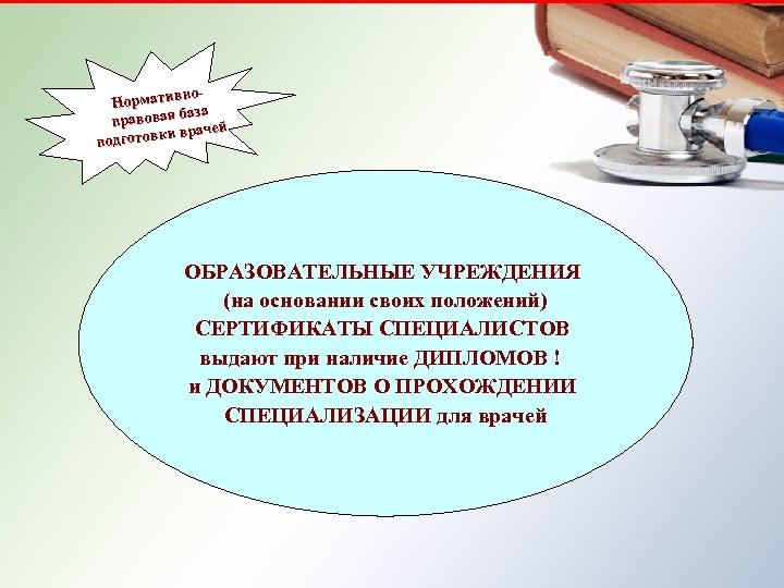  но. Норматив а баз правовая и врачей подготовк ОБРАЗОВАТЕЛЬНЫЕ УЧРЕЖДЕНИЯ ОСНОВЫ ЗАКОНОДАТЕЛЬСТВА РОССИЙСКОЙ