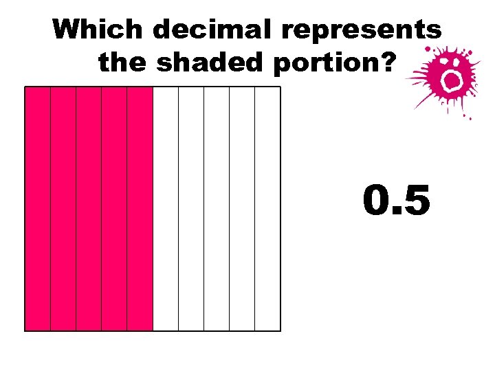 Which decimal represents the shaded portion? 0. 5 