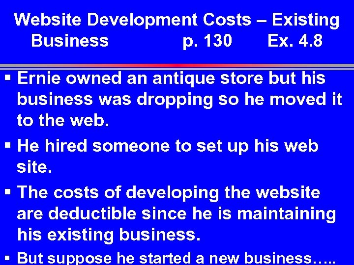 Website Development Costs – Existing Business p. 130 Ex. 4. 8 § Ernie owned