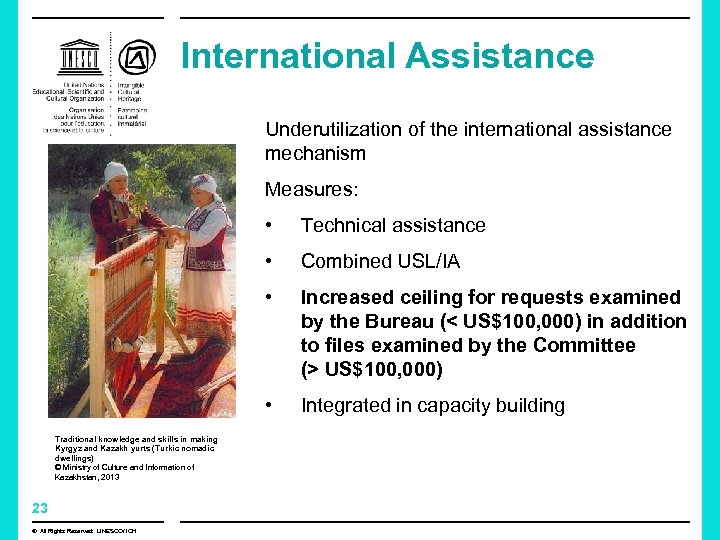 International Assistance Underutilization of the international assistance mechanism Measures: • • © All Rights