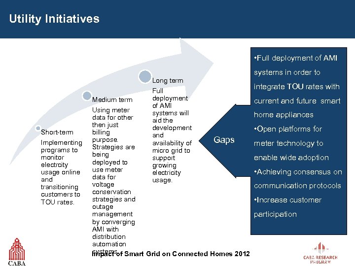 Utility Initiatives • Full deployment of AMI Long term Medium term Short-term Implementing programs