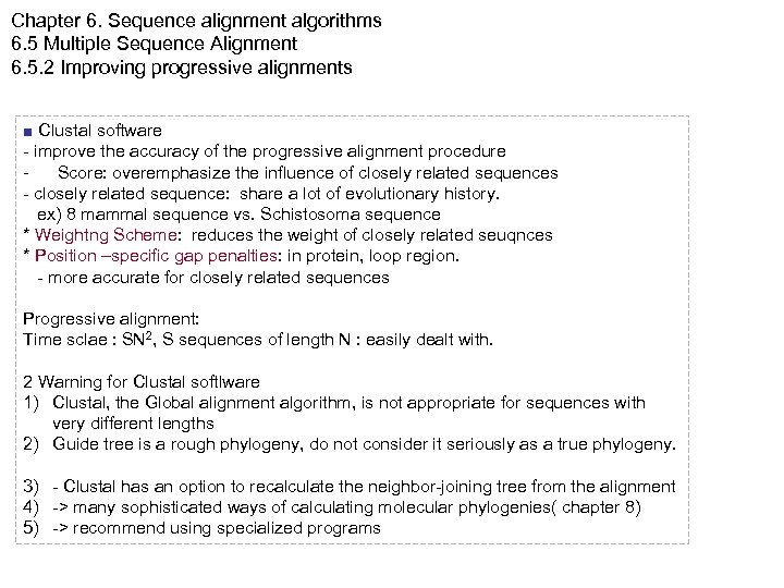 Chapter 6. Sequence alignment algorithms 6. 5 Multiple Sequence Alignment 6. 5. 2 Improving