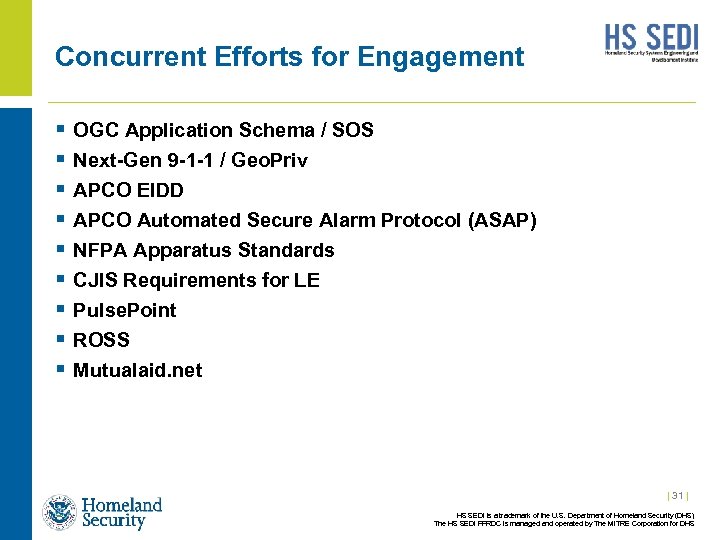 Concurrent Efforts for Engagement § OGC Application Schema / SOS § Next-Gen 9 -1