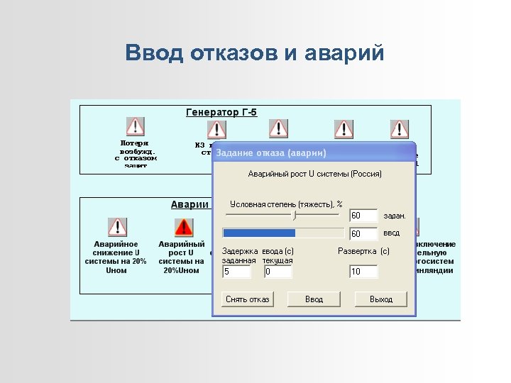 Ввод отказов и аварий 