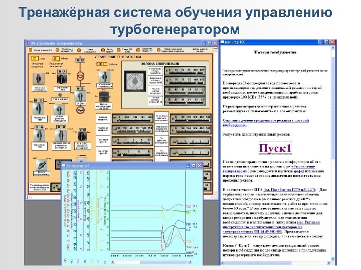 Тренажёрная система обучения управлению турбогенератором 