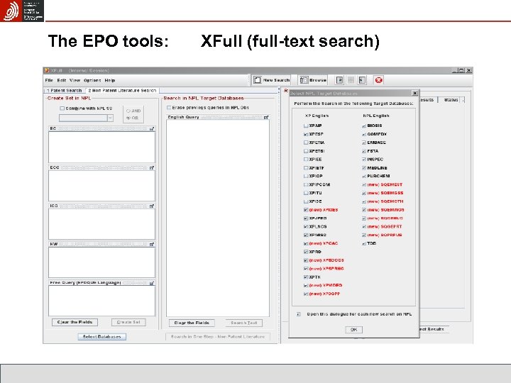 The EPO tools: XFull (full-text search) 