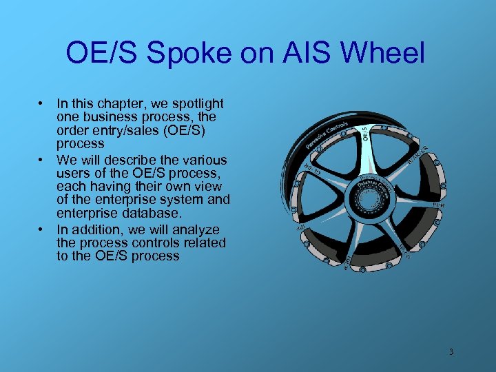 OE/S Spoke on AIS Wheel • In this chapter, we spotlight one business process,