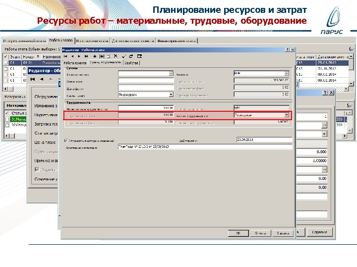 Планирование ресурсов и затрат Ресурсы работ – материальные, трудовые, оборудование 