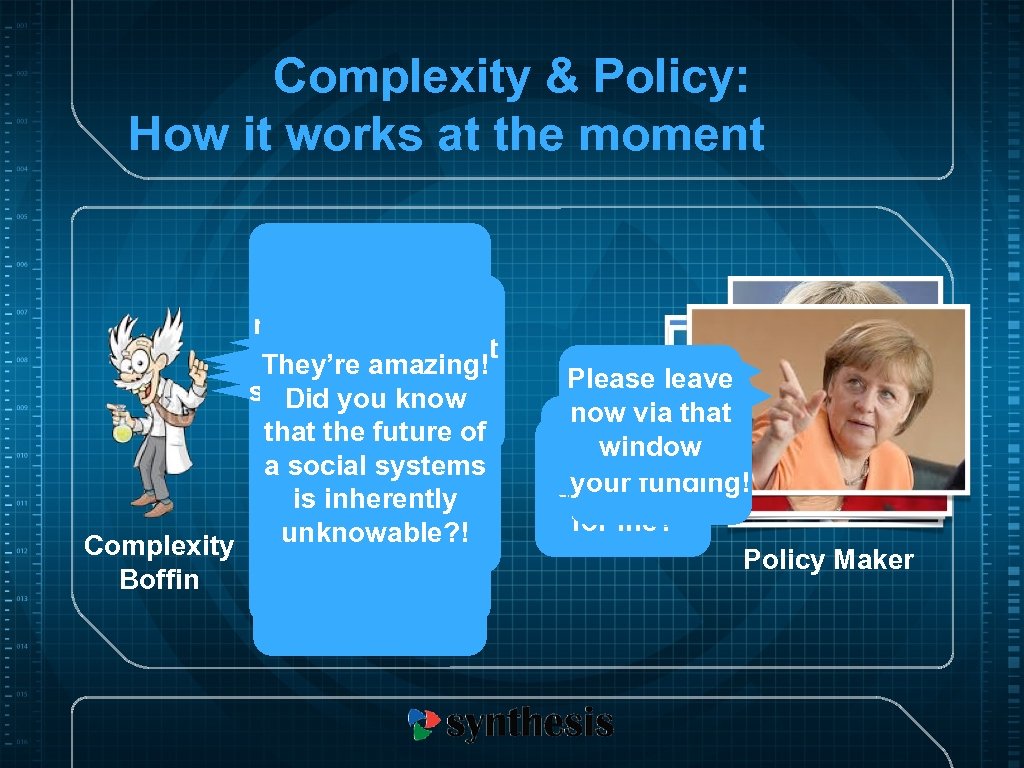 Complexity & Policy: How it works at the moment Well, pattern Angela! want recognition