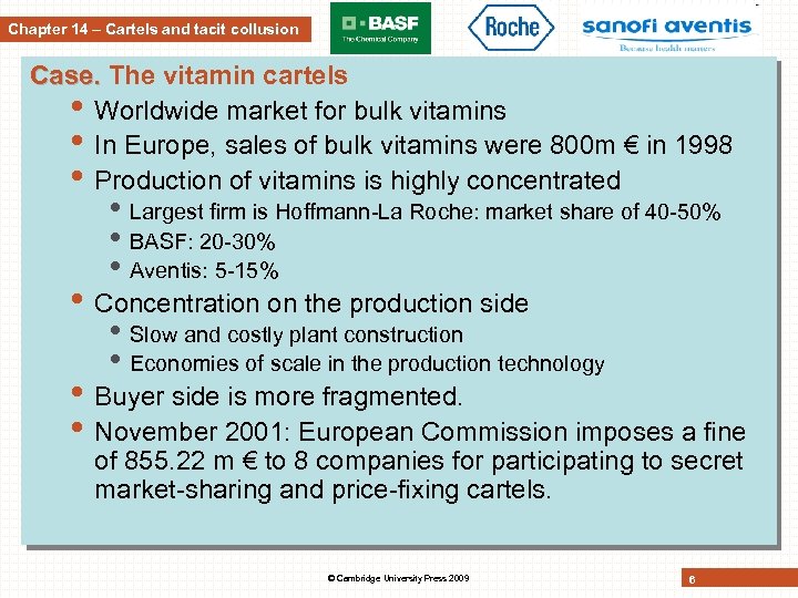 Chapter 14 – Cartels and tacit collusion Case. The vitamin cartels • Worldwide market