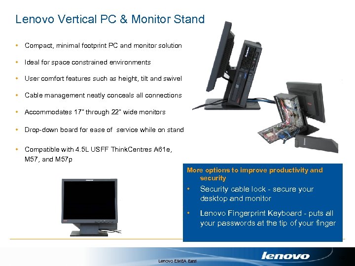 Lenovo Vertical PC & Monitor Stand • Compact, minimal footprint PC and monitor solution