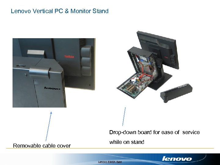 Lenovo Vertical PC & Monitor Stand Drop-down board for ease of service Removable cover
