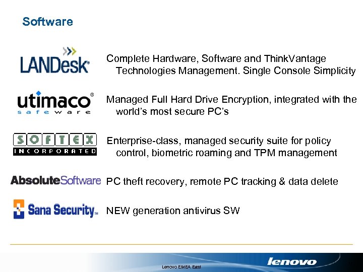 Software Complete Hardware, Software and Think. Vantage Technologies Management. Single Console Simplicity Managed Full